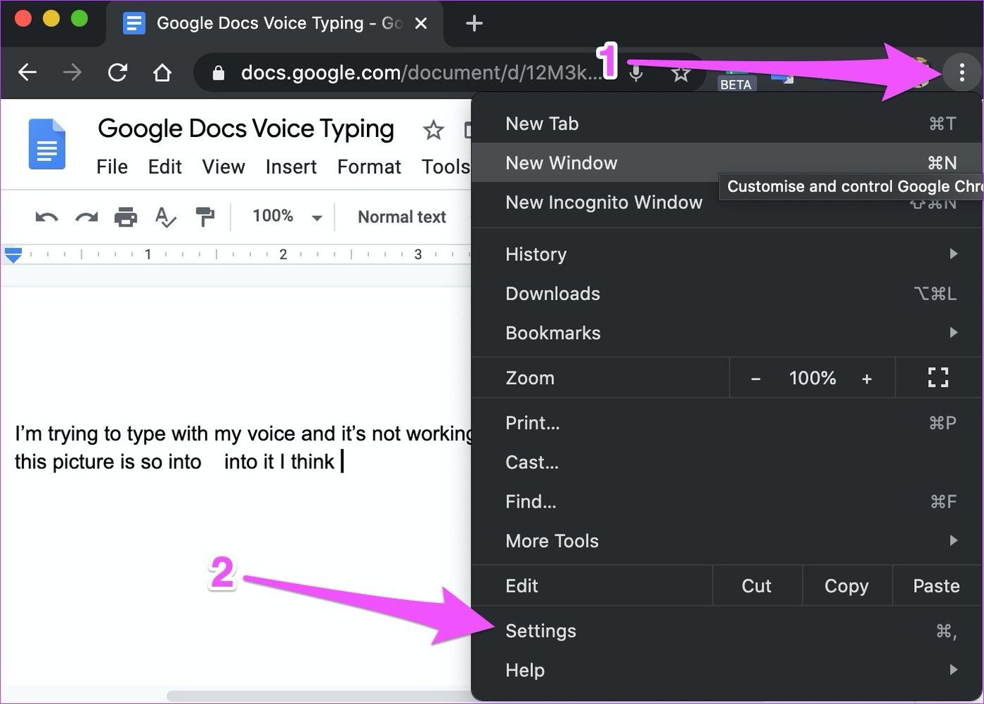 Исправлена ​​ошибка, из-за которой не работал голосовой набор в Google Docs 04