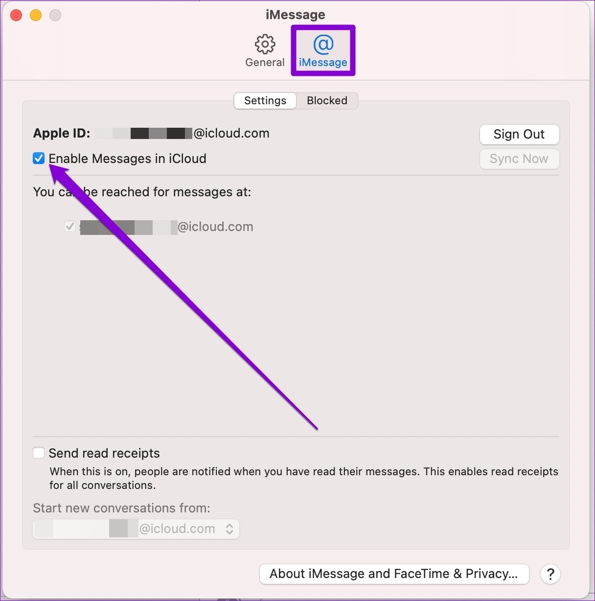 I Настройки сообщений на Mac