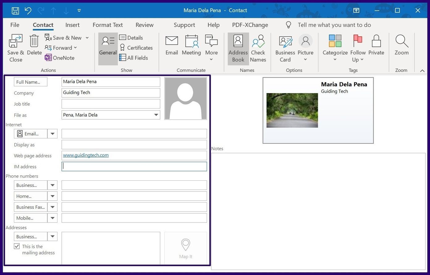 Как создавать и использовать визитки в Outlook шаг 13