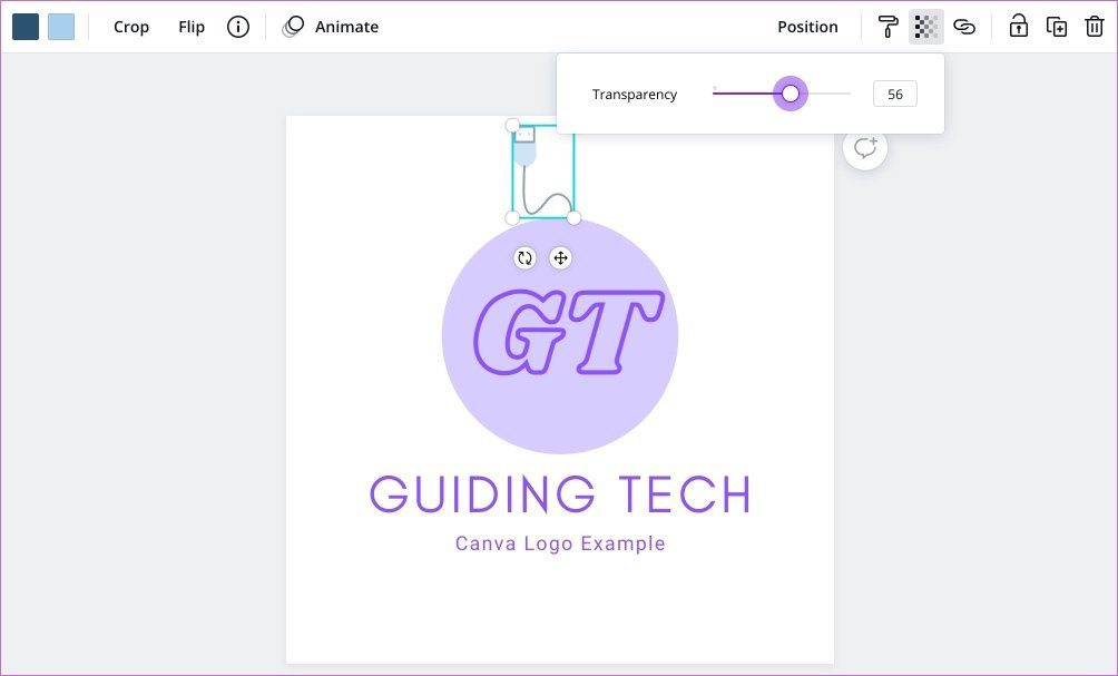Настройки прозрачности Canva в Интернете