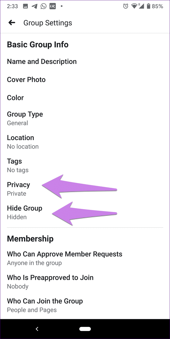 Настройки конфиденциальности Facebook Closed Secret и Private Group 11
