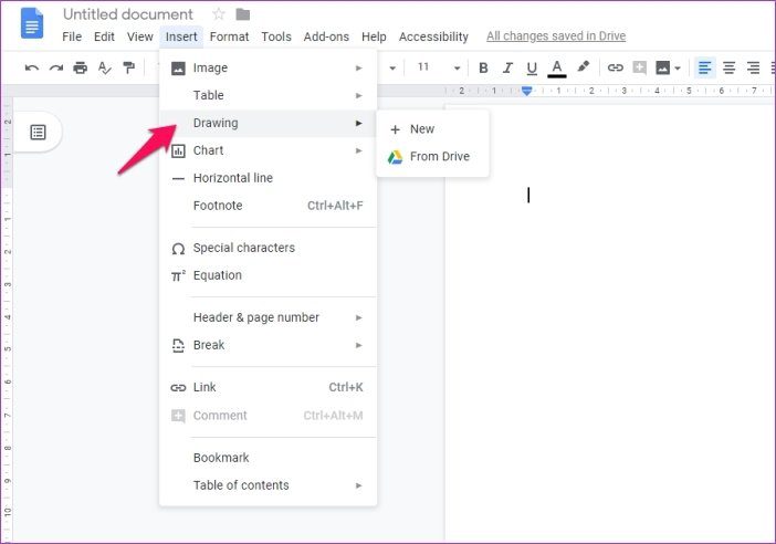 Вставка рисунков Google в Документы Google 2