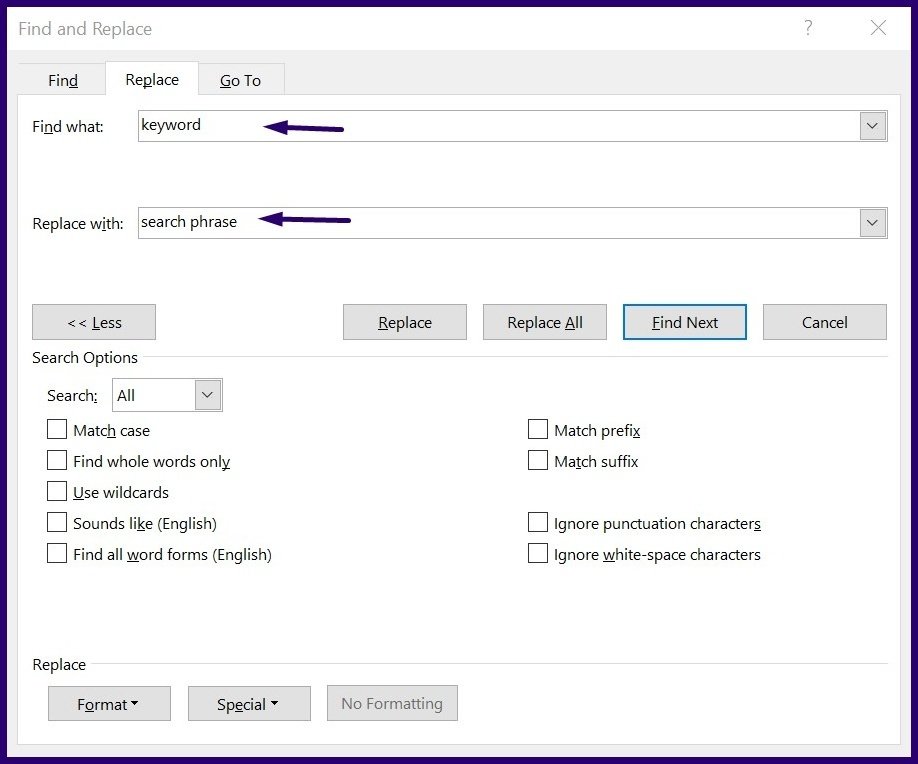 Как использовать поиск и замену в Microsoft Word шаг 11