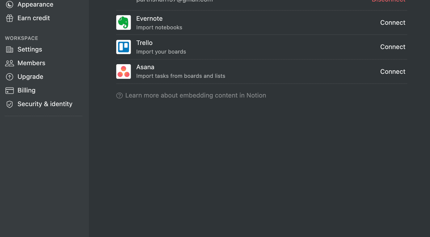 Сторонние приложения Notion