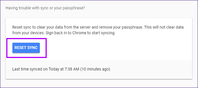 Chrome Используйте кодовую фразу синхронизации 9