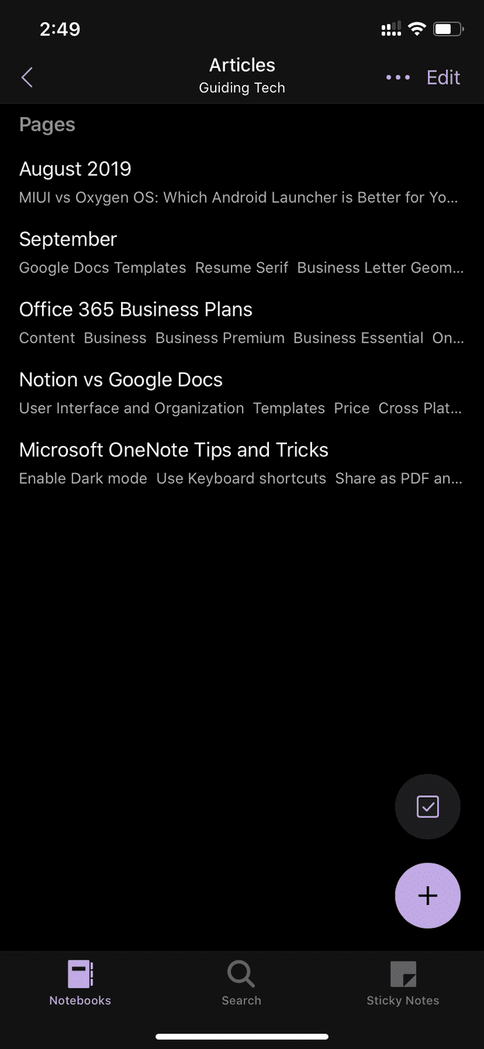 Onenote Dark 2