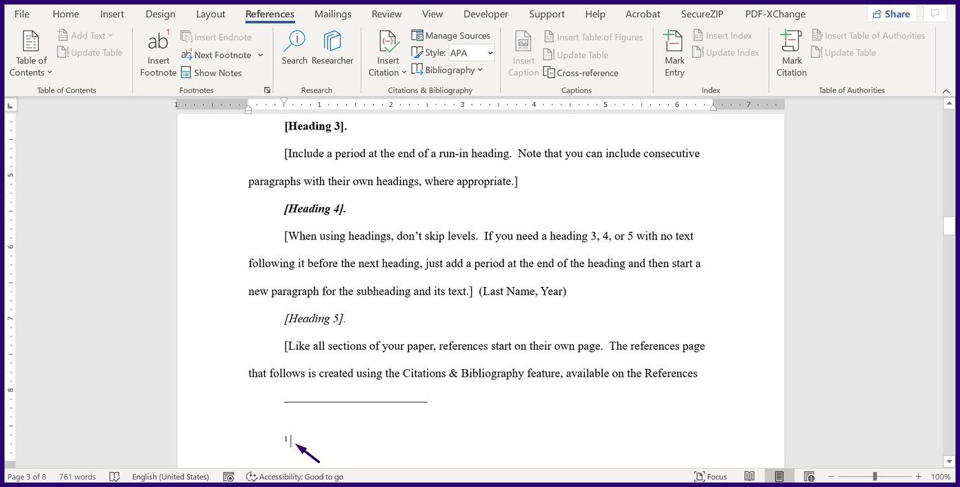 Как создавать и вставлять сноски и концевые сноски в Microsoft Word шаг 5