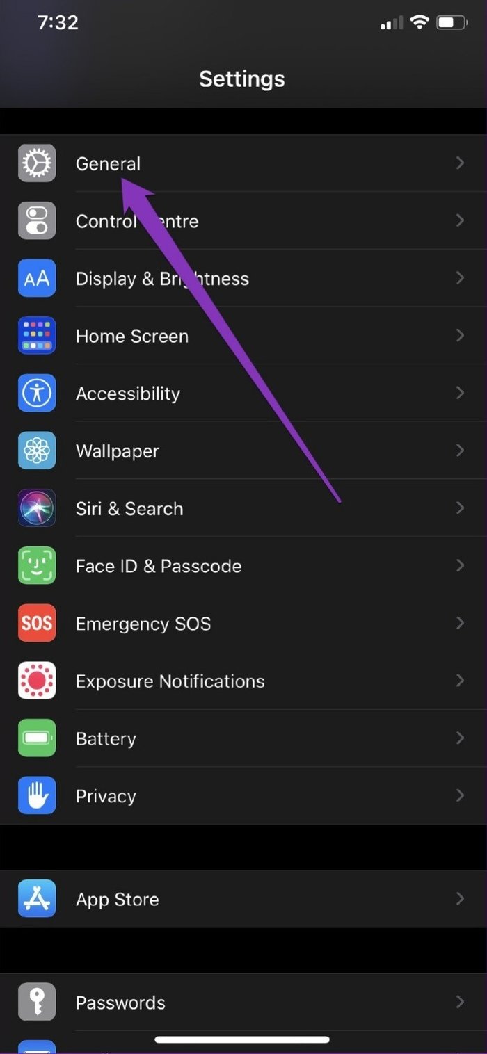 Меню настроек в i Phone