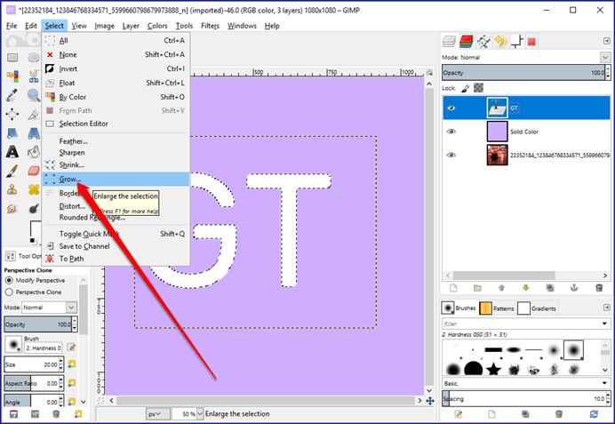 Видеть сквозь текст Gimp 9
