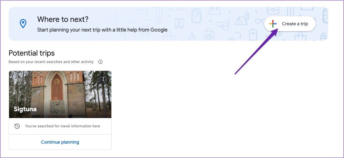 Создать поездку google travel