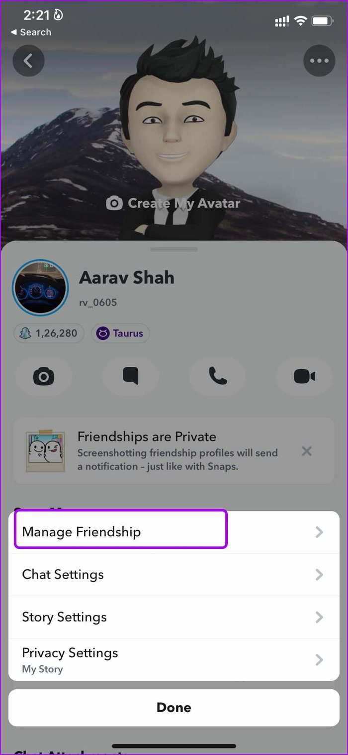 Управление отчетом о дружбе в Snapchat и блокировкой