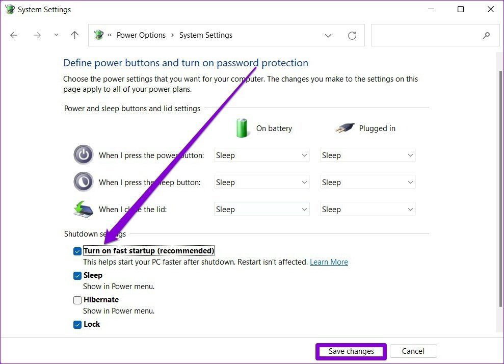 Включить быстрый запуск в Windows 11