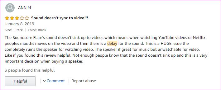 Задержка звука Anker Soundcore Flare