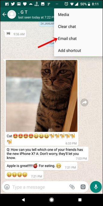 Пересылать сообщения Whats App на электронную почту 3