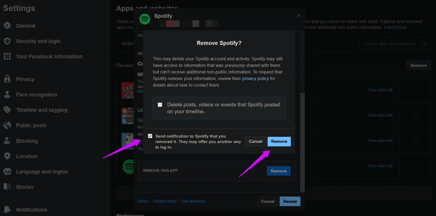 Как отключить Spotify от учетной записи Facebook 6