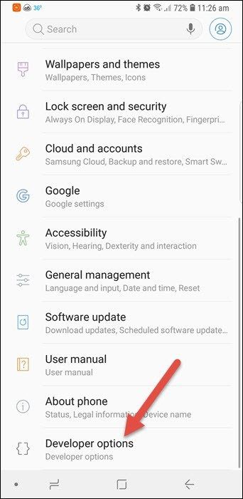Варианты для разработчиков Android 2