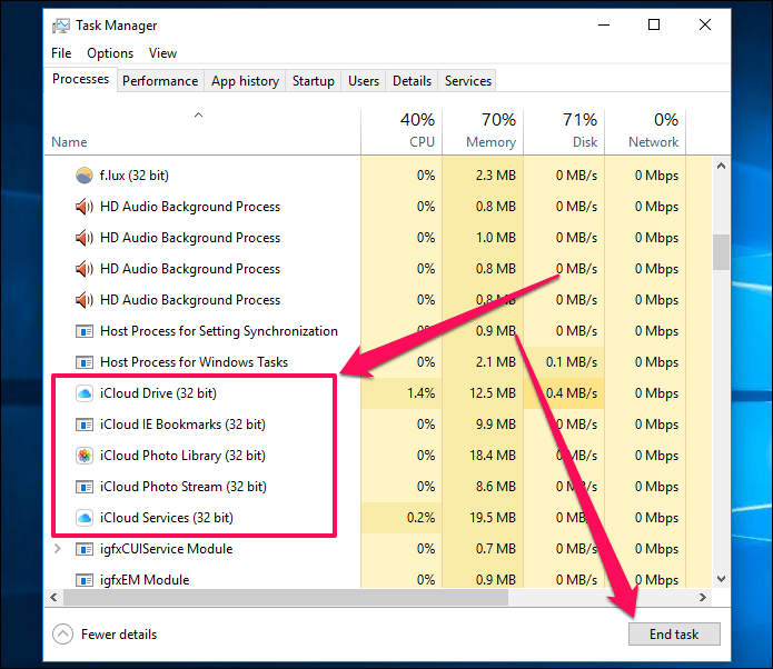 I Cloud Photos не загружает Windows 10 9