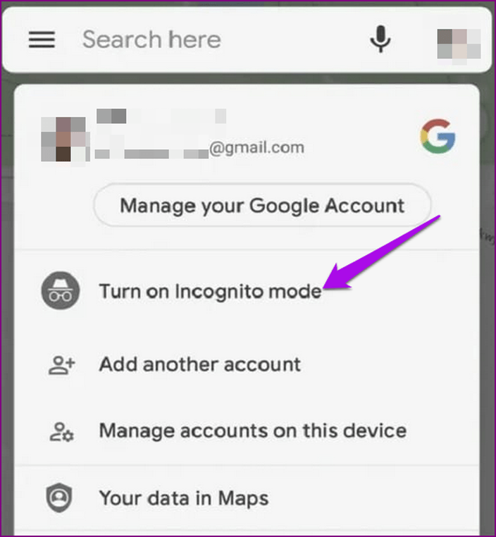 Включите режим инкогнито Google Maps
