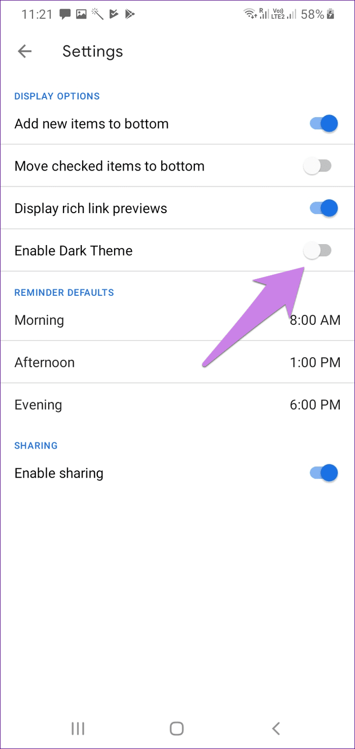 Отключить темный режим Google Apps 40
