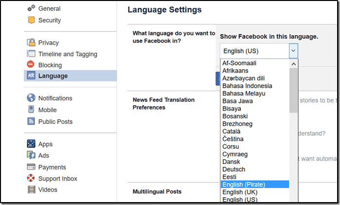 Язык функций Facebook