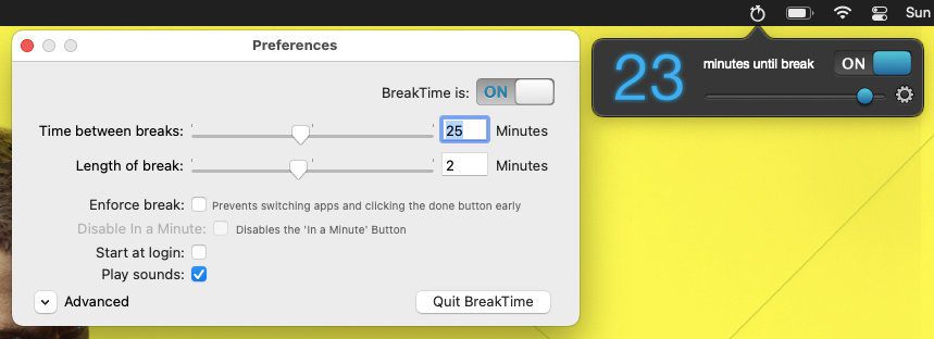 Приложение Pomodoro Timer для Mac