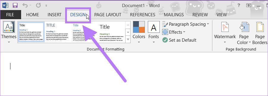 Вкладка «Дизайн доски Microsoft Word