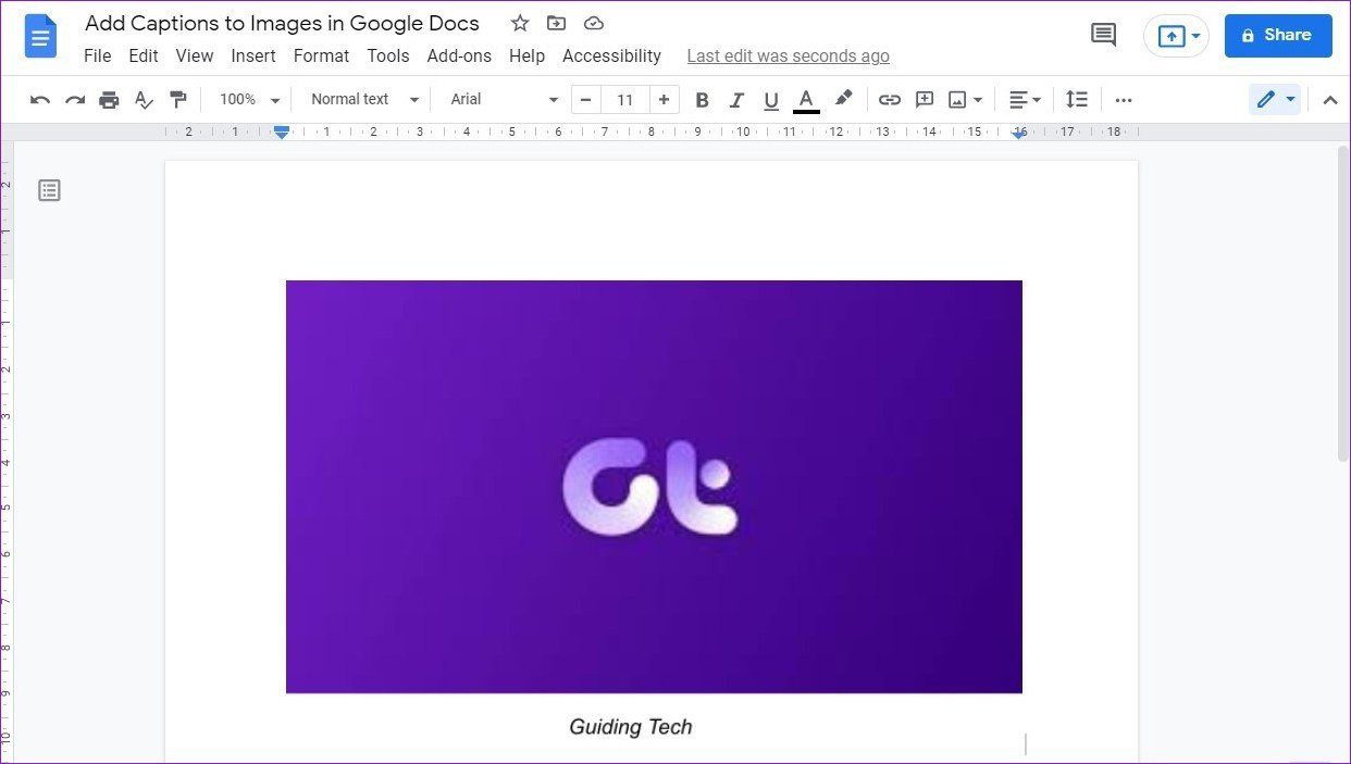 Заголовок изображения в Документах Google