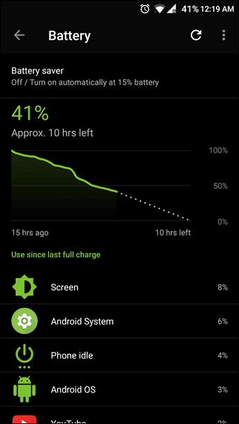 Разряд батареи One Plus 3 7