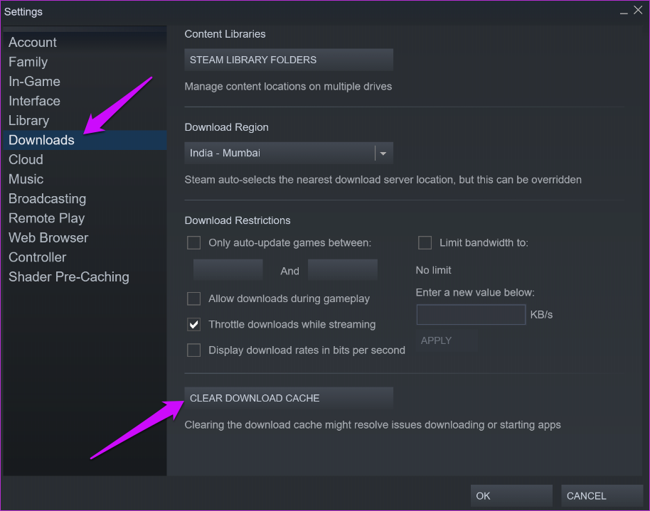 Исправить ошибку Steam, не загружающую игры 2