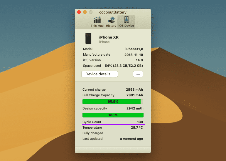 Проверьте циклы зарядки iPhone 2