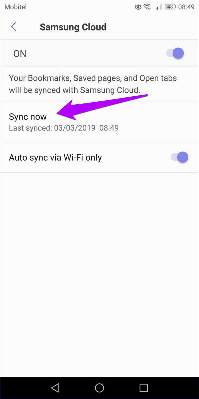 Импорт закладок Chrome в интернет-браузер Samsung 10