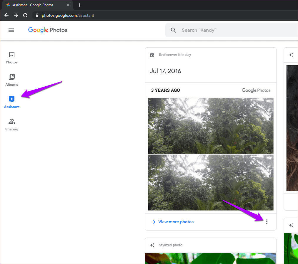 Google Фото Отключить Открыть заново Карточки этого дня 1
