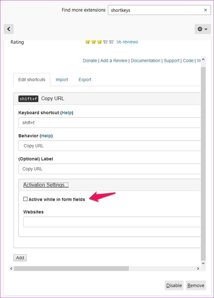 Настройка сочетаний клавиш Firefox 12