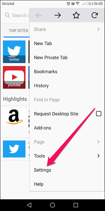 Удалить лучшие сайты и основные моменты Firefox 5