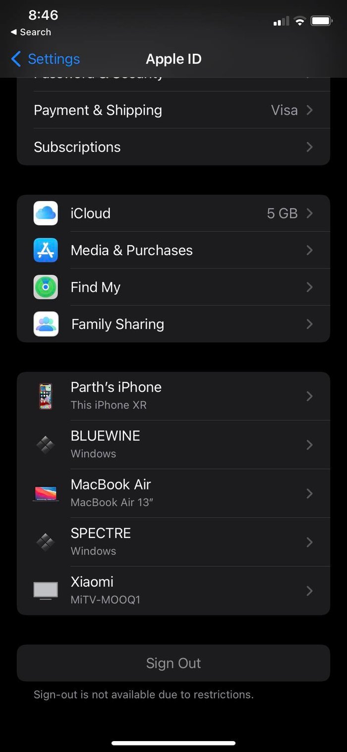 Проверьте Apple ID на телефоне