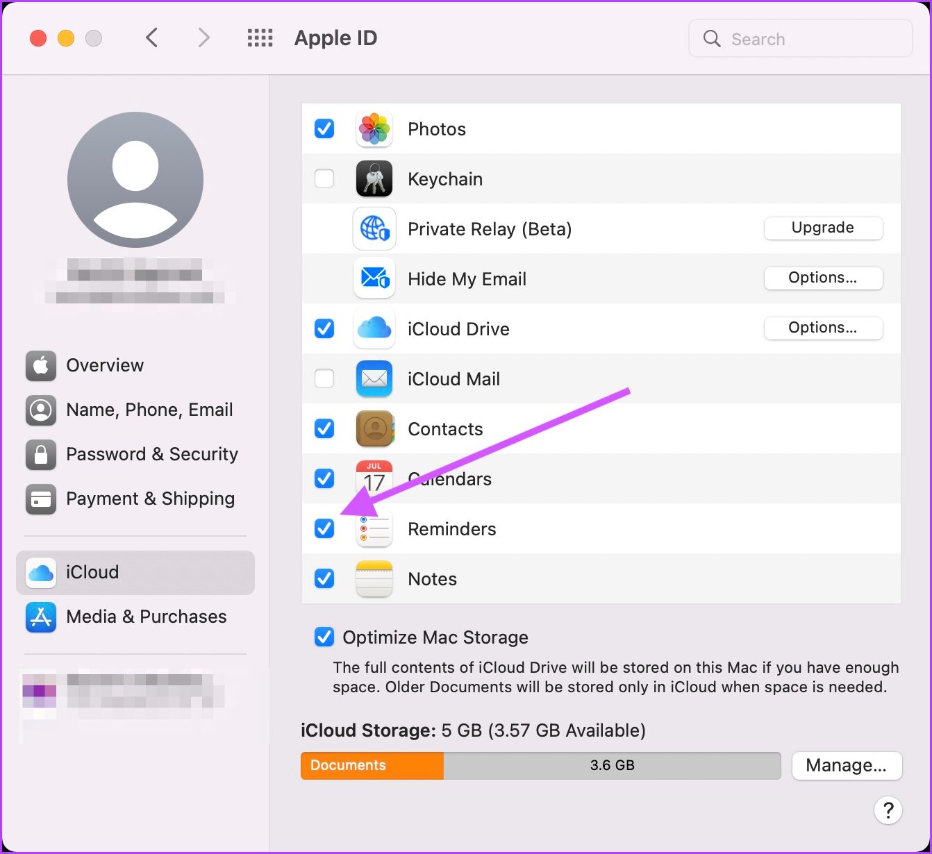 2. Убедитесь, что синхронизация iCloud включена для напоминаний на iPhone и Mac 6.