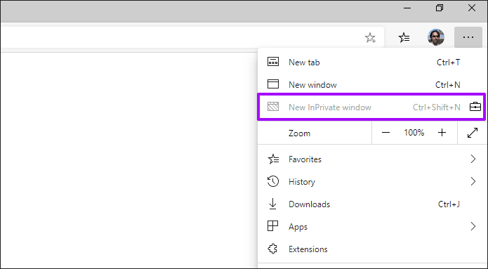 Отключить в приватном просмотре Microsoft Edge Chromium 3