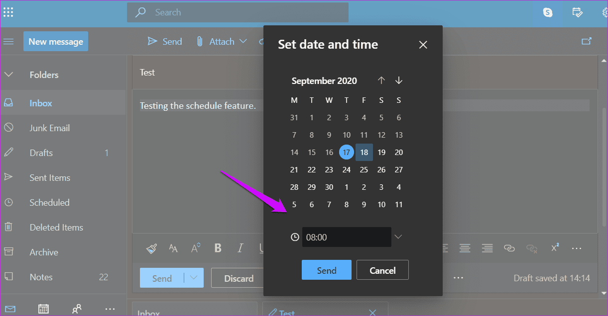 Расписание электронной почты в Outlook на любой платформе 3