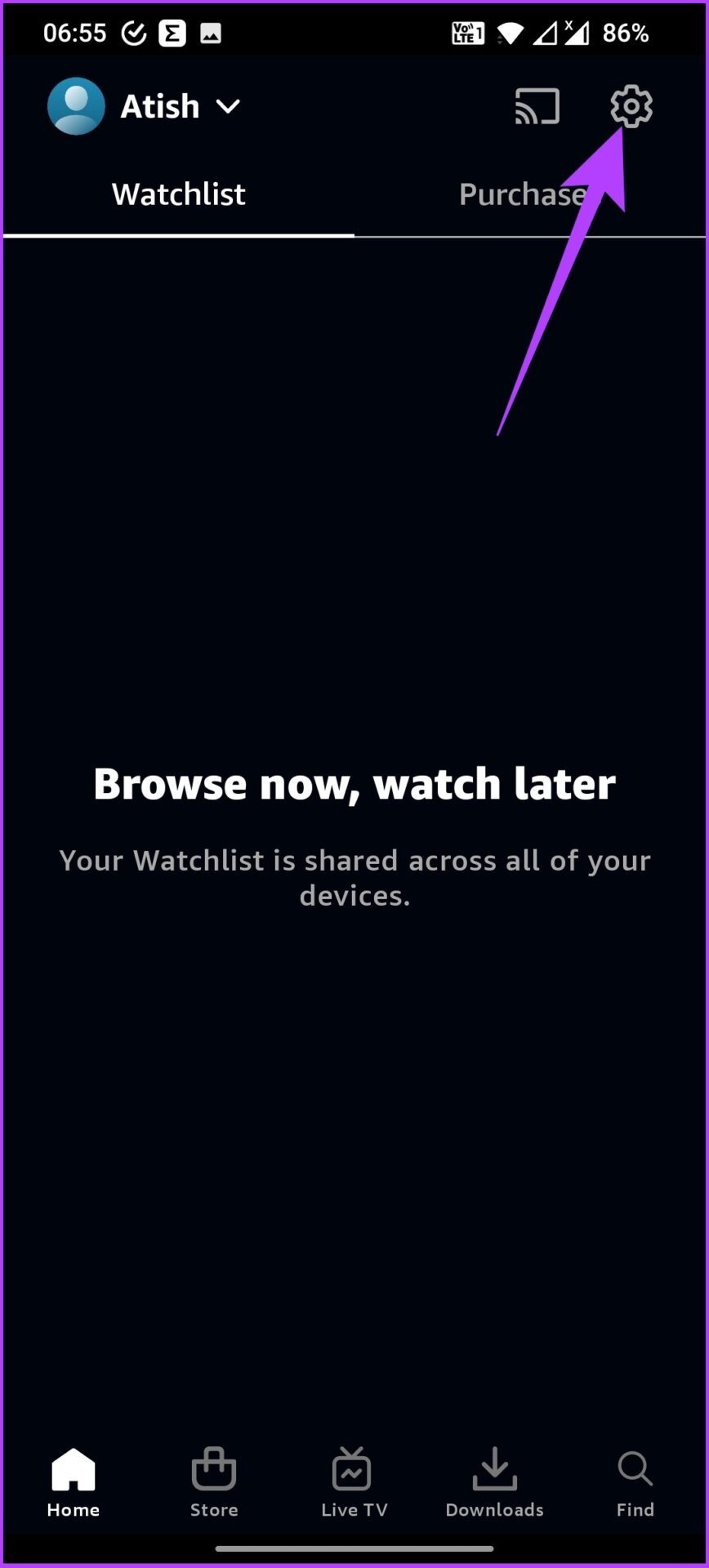 Перейдите к настройкам видео Amazon Prime.