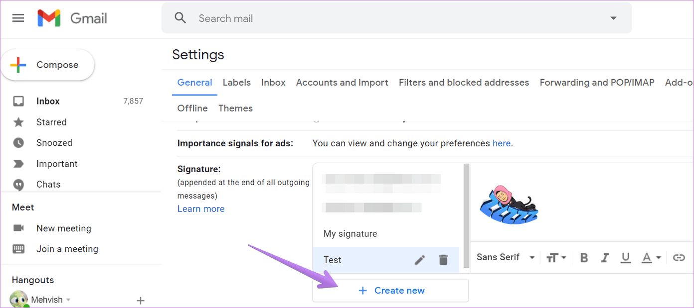Добавить ссылку на изображение в подпись gmail 3