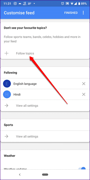 Изменить язык ленты Google 22