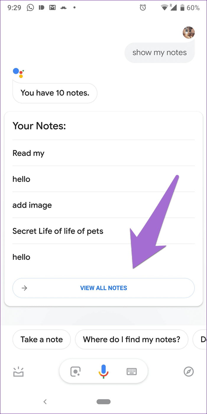 Заметки и списки Google Assistant 3