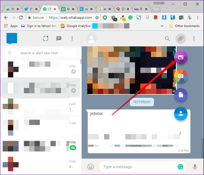 Поделиться скриншотом WhatsApp Web 5