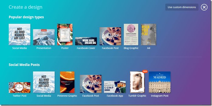 Типы дизайна Canva