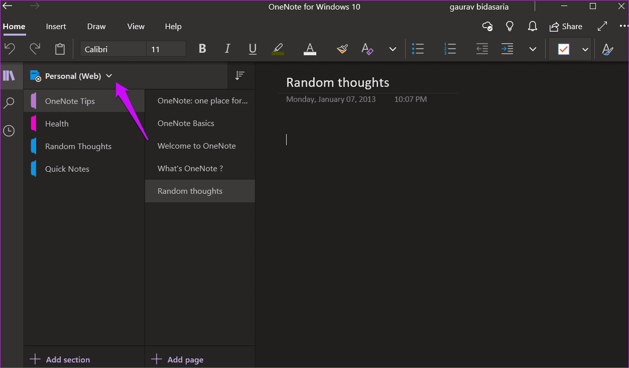 Исправить ошибку «Исчезла записная книжка One Note» в Windows 1
