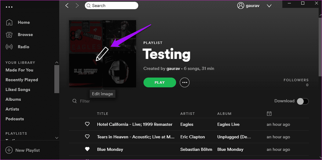 Изменить обложку плейлиста на Spotify 10