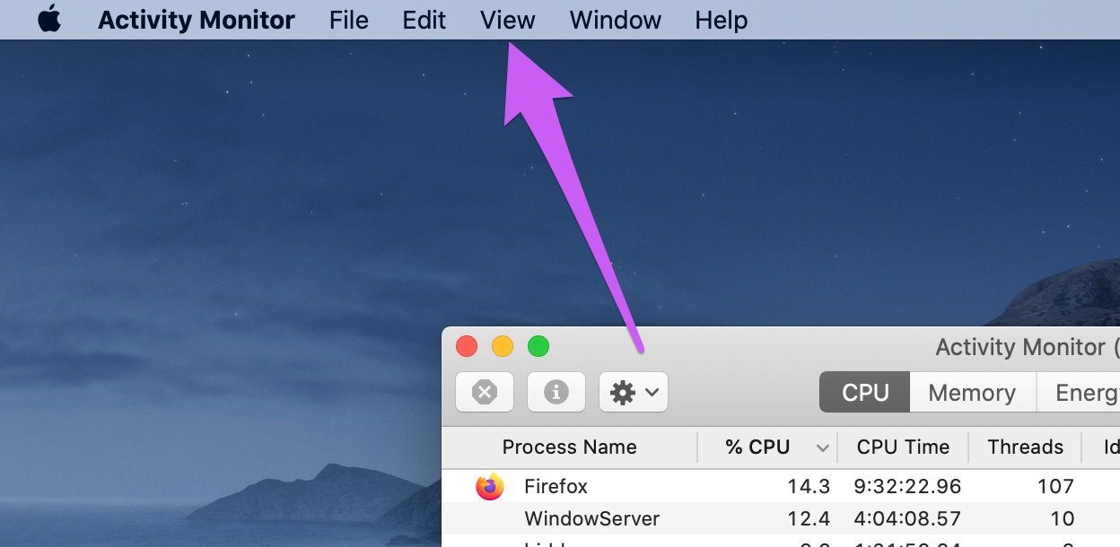 Исправить монитор активности, не отображающий столбцы Mac