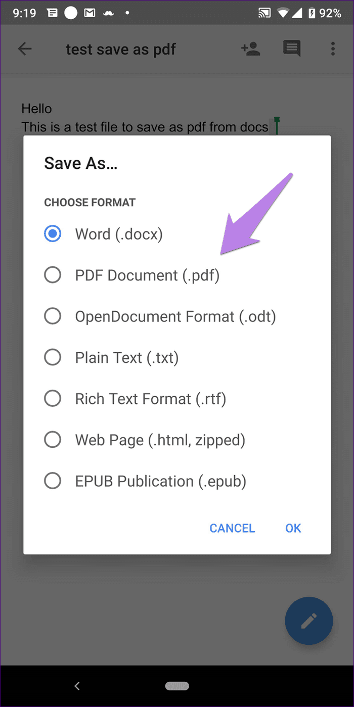 Сохранить Google Документы как PDF 5