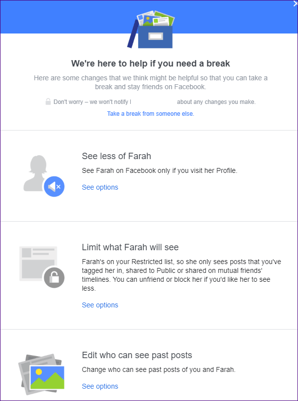 Facebook: сделайте перерыв против отписки и удаления из друзей 1