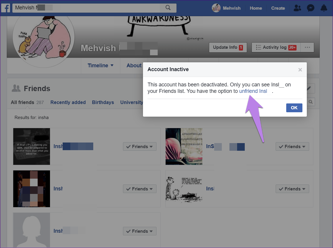 Удалить деактивированных друзей Facebook Fb 10